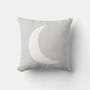 White & Grey Half Moon Throw Pillow