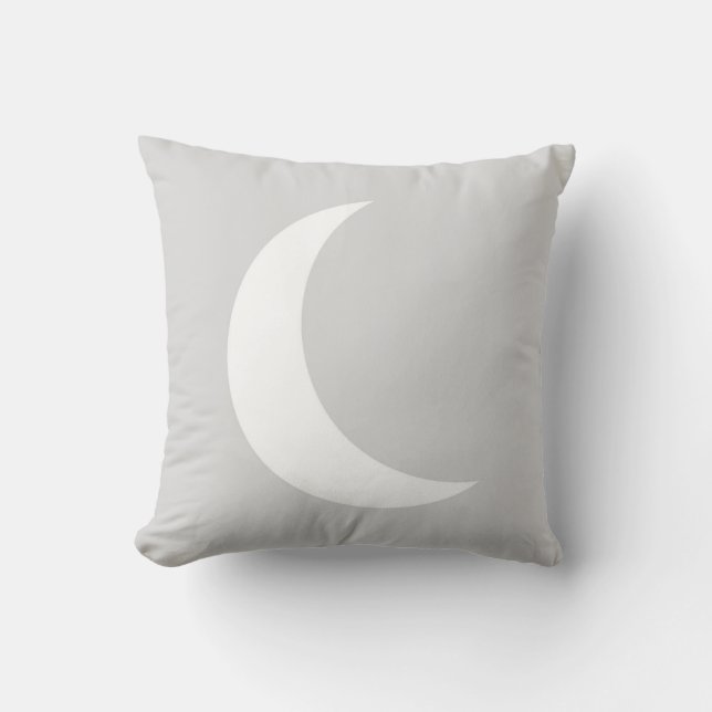 White & Grey Half Moon Throw Pillow (Front)