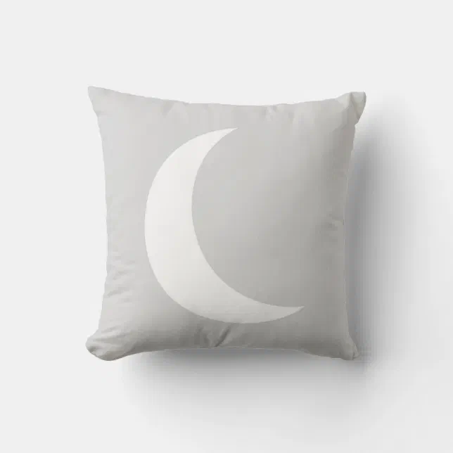 White & Grey Half Moon Throw Pillow Zazzle
