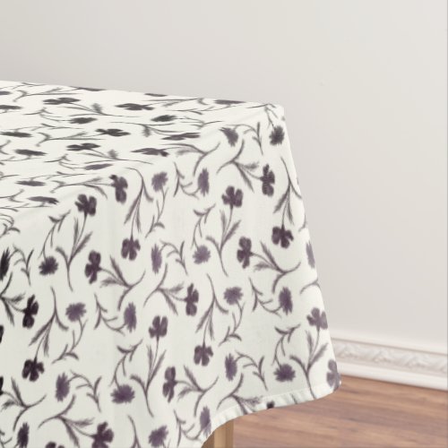 White Grey Liberty Floral Pattern Elegant Vintage Tablecloth