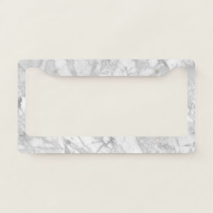 White & Grey Marble License Plate Frame