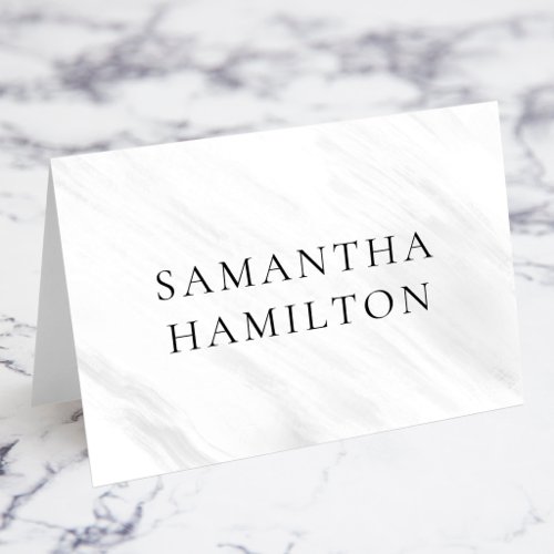 White Grey Marble Streaks CO Name Place Cards