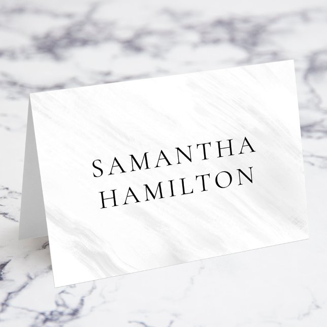 White Grey Marble Streaks CO Name Place Cards (White Grey Marble Streaks CO Name Place Cards)