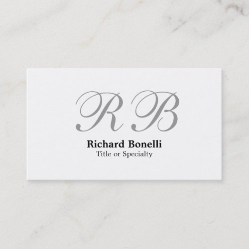 White Grey Monogram Consultant Business Card