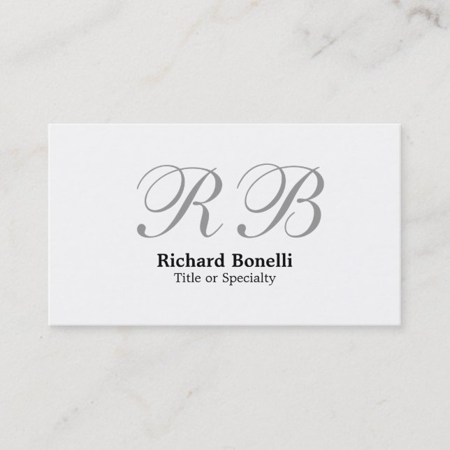 White Grey Monogram Consultant Business Card (Front)