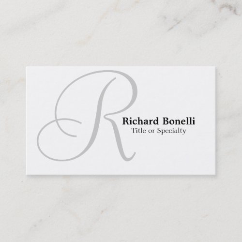 White Grey Monogram Consultant Business Card