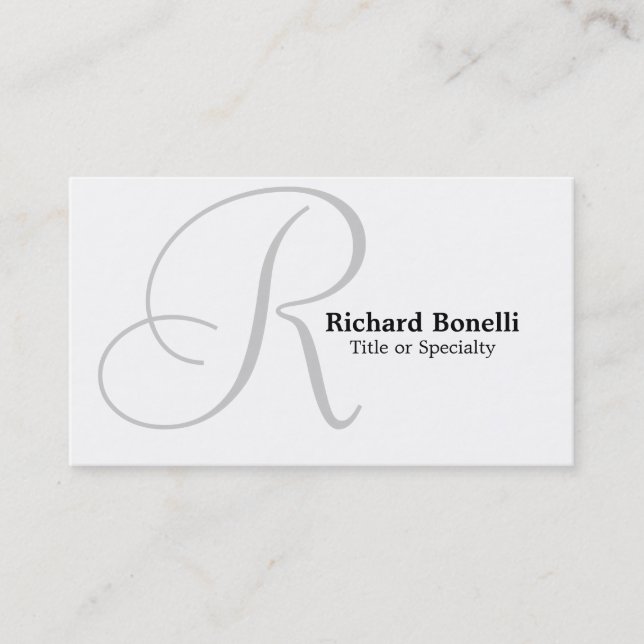 White Grey Monogram Consultant Business Card (Front)