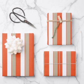 White Grey Orange Stripes   