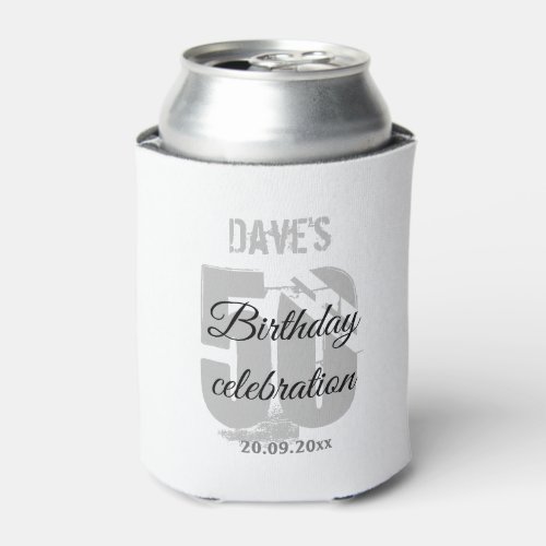White Grey Personalised 50th Any Birthday Party Can Cooler