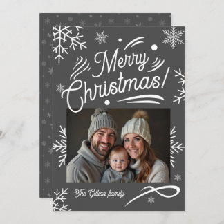 white grey photo holiday card