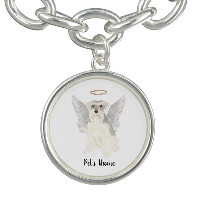 White Grey Schnauzer Sympathy Memorial Bracelet (Design)