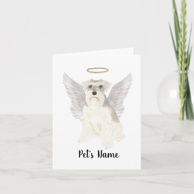 White Grey Schnauzer Sympathy Memorial Card (Front)