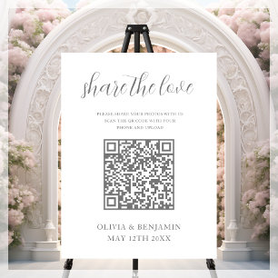 White Grey Share The Love QR Code Foam Board