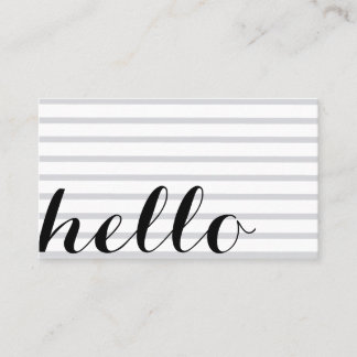 White grey simple elegant minimalist "hello" card