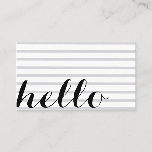 White grey simple elegant minimalist hello card