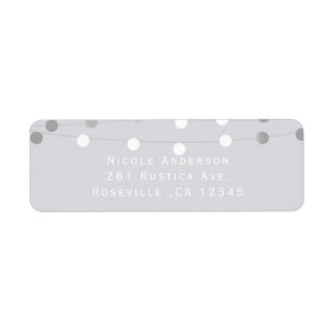 White Grey String Lights Modern Wedding Invitation Label