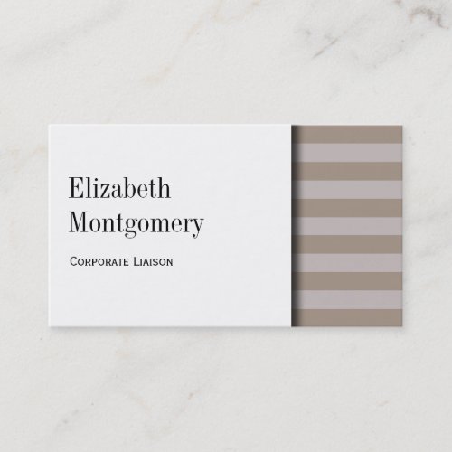 White &amp; Grey Striped Professional Business Card