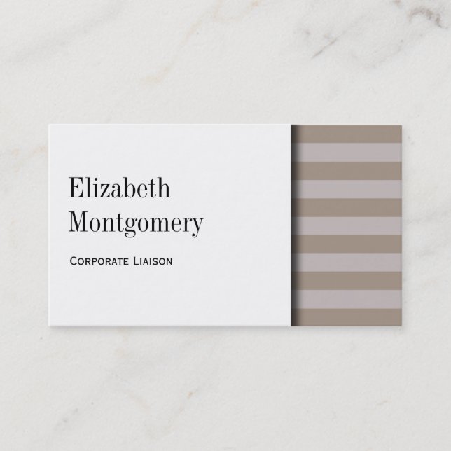 White & Grey Striped Professional Business Card (Front)