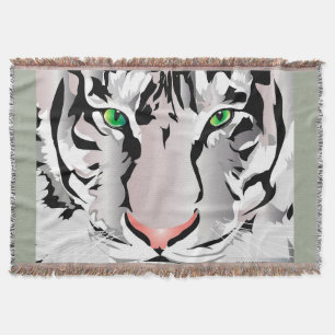 WHITE/ GREY TIGER THROW BLANKET