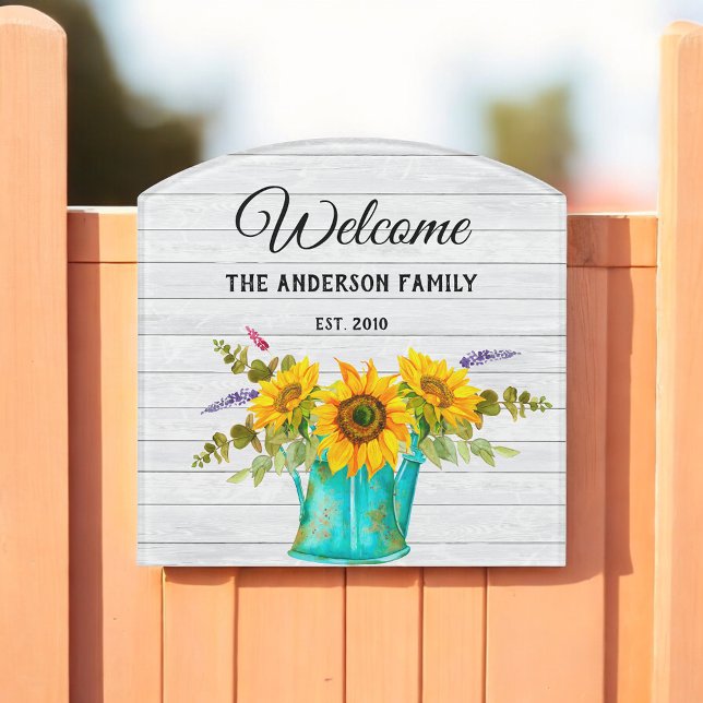 White Grey Watercolor Sunflower Door Sign (Creator Uploaded)