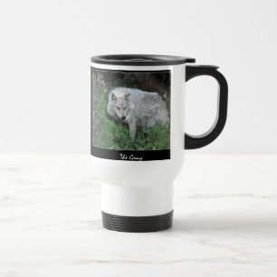 White Grey Wolf Wildlife Animal Photo Travel Mug