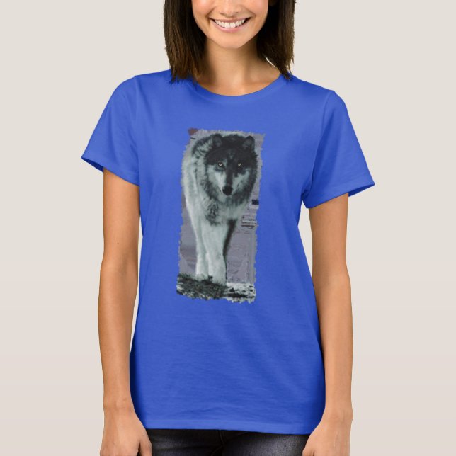 White Grey Wolf Wildlife Art T-Shirt (Front)