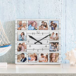 White Grey Wood Custom Photo Collage Elegant Square Wall Clock<br><div class="desc">Easily create your own personalized white wooden plank elegant style wall clock with your custom photos. For best results,  crop the images to square - with the focus point in the center - before uploading.</div>