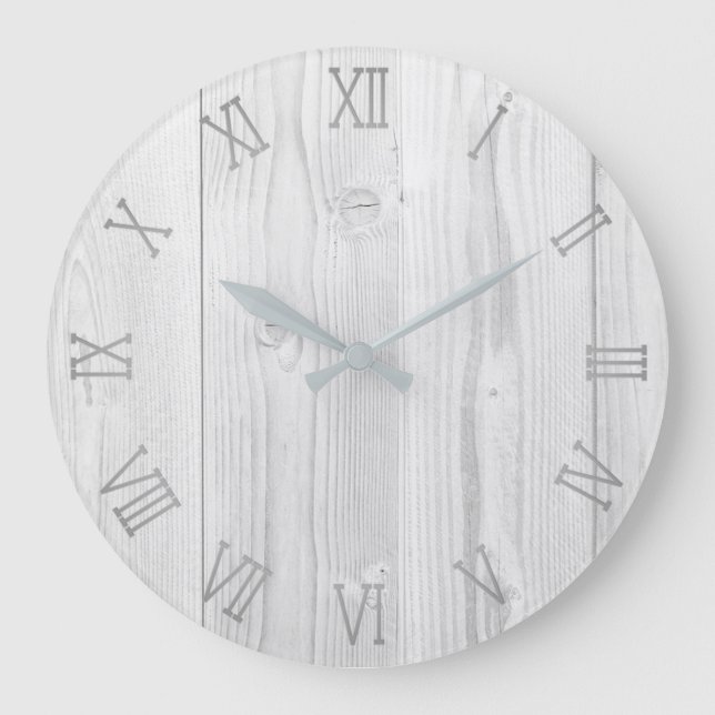 white grey wood large clock (Front)