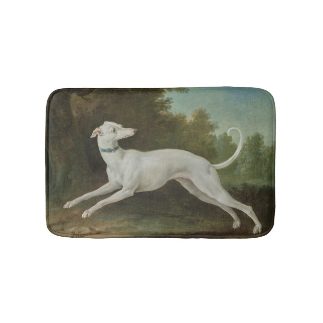 White Greyhound Dog (by Jean-Baptiste Oudry) Bath Mat (Front)