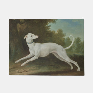 White Greyhound Dog (by Jean-Baptiste Oudry) Doormat