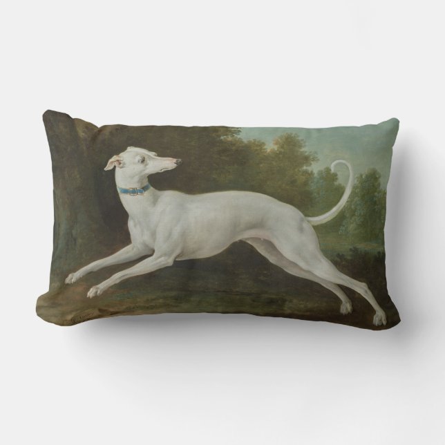 White Greyhound Dog (by Jean-Baptiste Oudry) Lumbar Pillow (Front)