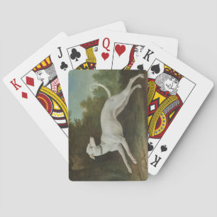 White Greyhound Dog (by Jean-Baptiste Oudry) Poker Cards