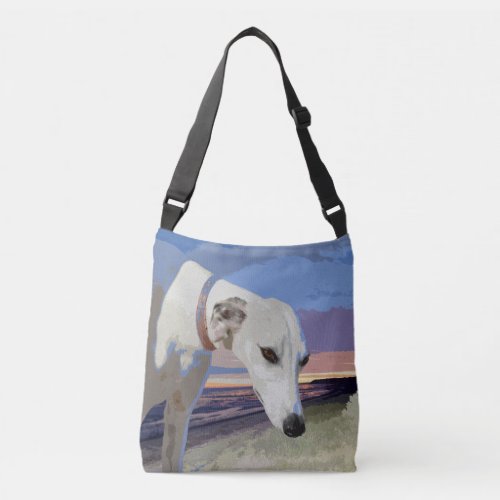 White Greyhound Oil Paint Crossbody Bag