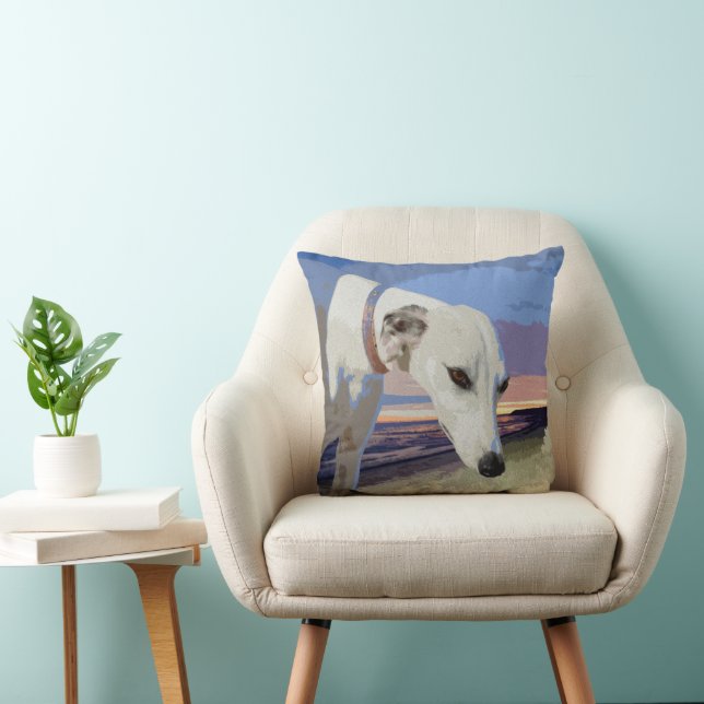 White Greyhound Oil Paint, Cushion (Chair)