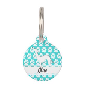 White greyhound silhouette paw prints pattern Name