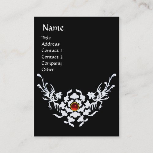 WHITE GRIFFINS RED RUBY MONOGRAM black Business Card