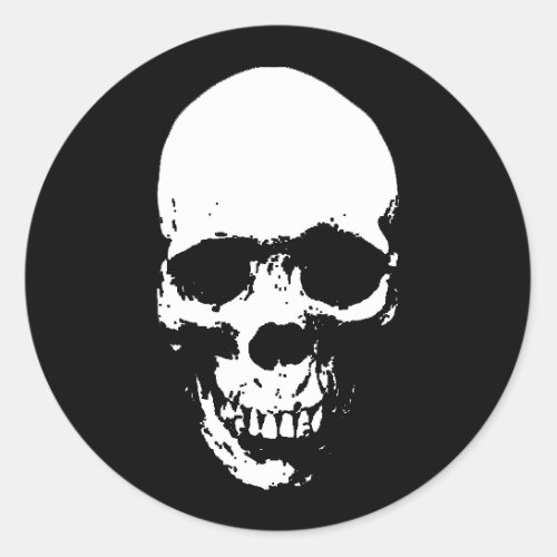 White Grim Reaper Skull Classic Round Sticker