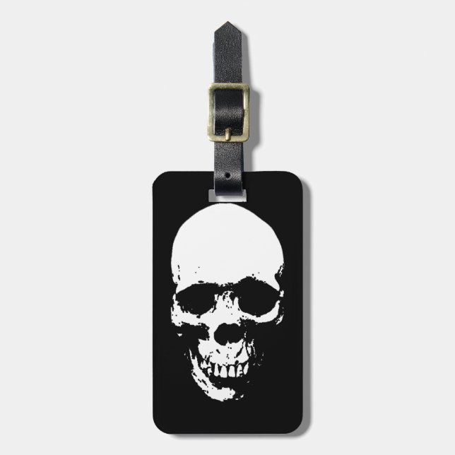 White Grim Reaper Skull Luggage Tag (Front Vertical)