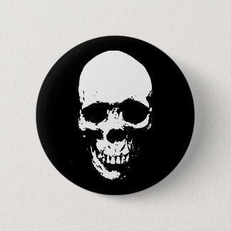 White Grim Reaper Skull Pinback Button