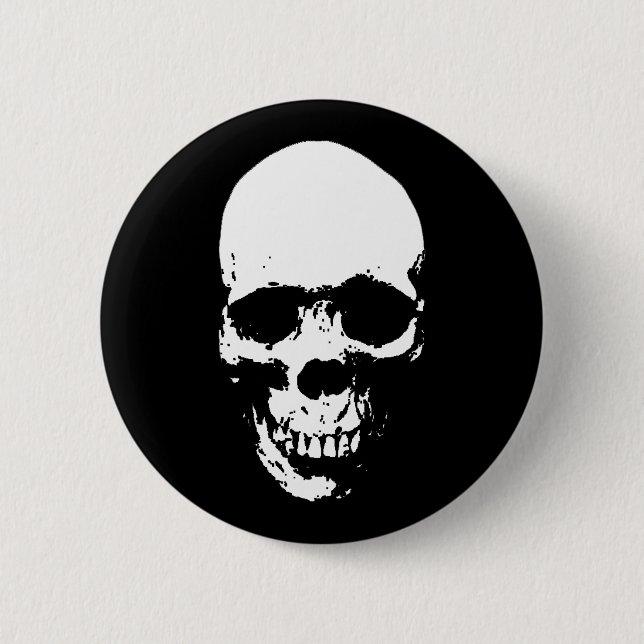 White Grim Reaper Skull Pinback Button (Front)