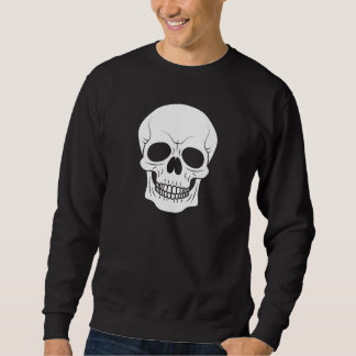 White Grinning Skull Silhouette Simple Halloween Sweatshirt