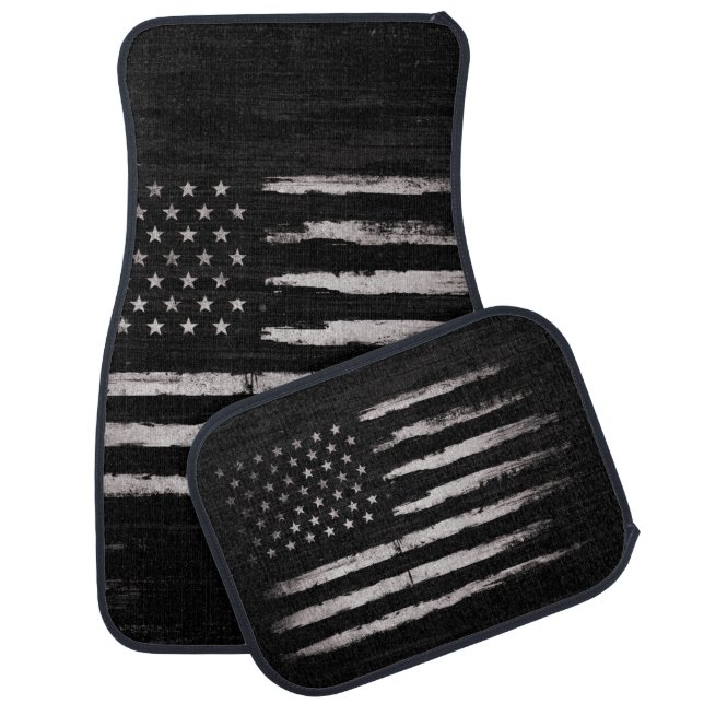 White Grunge American flag Car Floor Mat (Set)