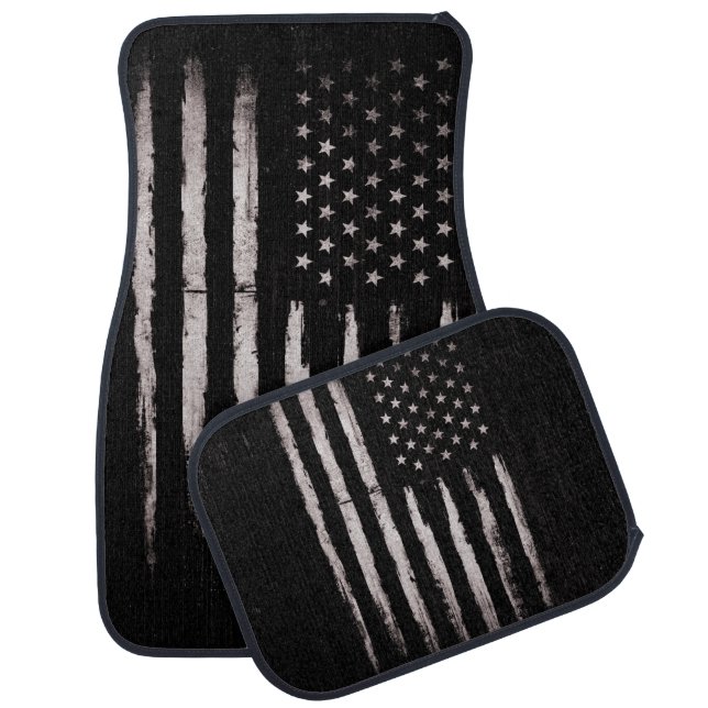 White Grunge American flag Car Floor Mat (Set)