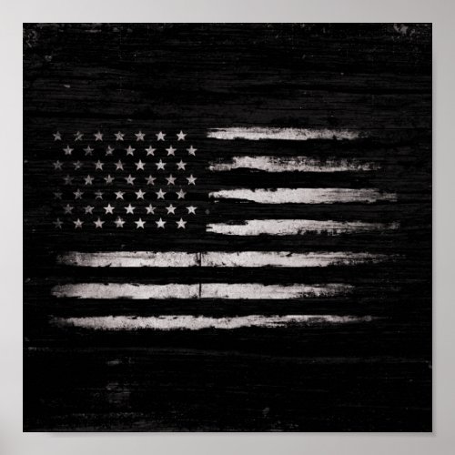 White Grunge American flag Poster