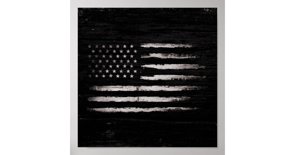 White Grunge American flag Poster | Zazzle