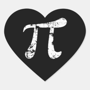 White Grunge Pi Symbol Heart Sticker