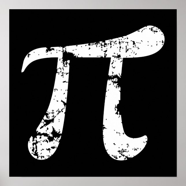White Grunge Pi Symbol Poster (Front)