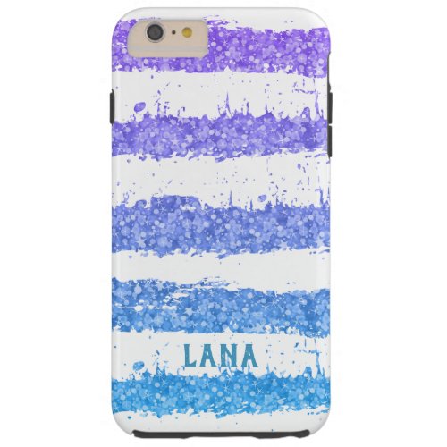 White Grunge Stripes Colorful Glitter Tough iPhone 6 Plus Case
