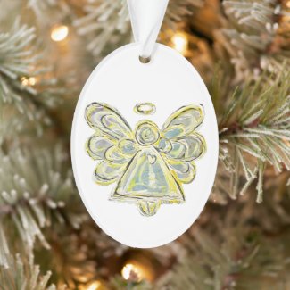 White Guardian Angel Art Holiday Pendant Ornament