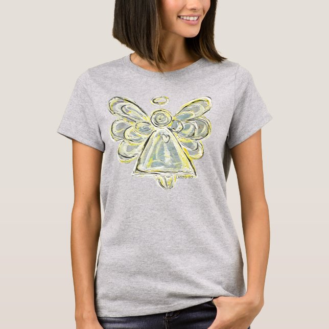 White Guardian Angel Custom Holiday Art T-Shirt (Front)